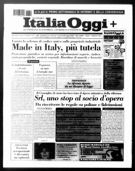 Italia oggi : quotidiano di economia finanza e politica